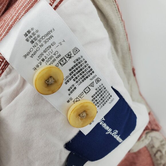 Tommy Bahama 100% Linen Burnt Red Striped Men's Island Resort Vacation Shorts 36 - Picture 5 of 6